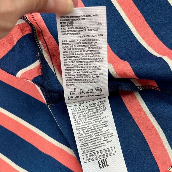 New! NWT Banana Republic Women's Off Shoulder Peplum Red Navy Striped Blouse Sma - Picture 10 of 11